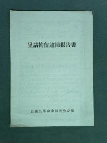 16开，1980年，江陵县革命委员会公安局（伤害）《呈请拘留逮捕报告书》