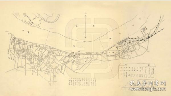 【提供资料信息服务】民国《营口县市区全图》（原图高清复制），民国营口县老地图，营口市老地图，开幅大 40*70CM，1933年，日伪痕迹明显，机关、单位、寺庙、学校，请看图例，请看图片。营口市地理地名历史变迁重要史料。裱框后，风貌佳。