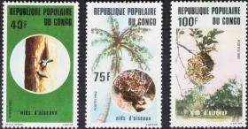 法属刚果1992年邮票树木与鸟巢3全