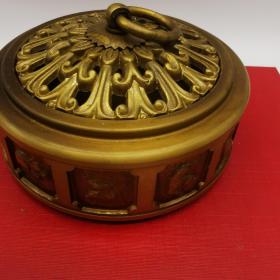 古玩铜器收藏，黄铜十二生肖香炉，形制端正，做工精细！