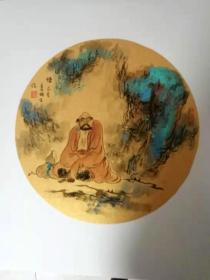 南通书画名家 达摩图册页 达摩画像 设色纸本 手绘作品 精品限量 杨明生尤以国画达摩画像、线条简括飘逸,气度非凡,被业界人称为达摩画者、达摩圣手; 杨明生的书法、金石篆刻、铜佛像雕塑、律诗创作亦见其精专和艺术功底,