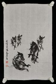 同一来源：黄胄弟子、军旅艺术家 苏民范 作 国画作品《群驴图》一件（纸本软片，画心约2.6平尺，钤印：苏民范、启睿）HXTX320801
