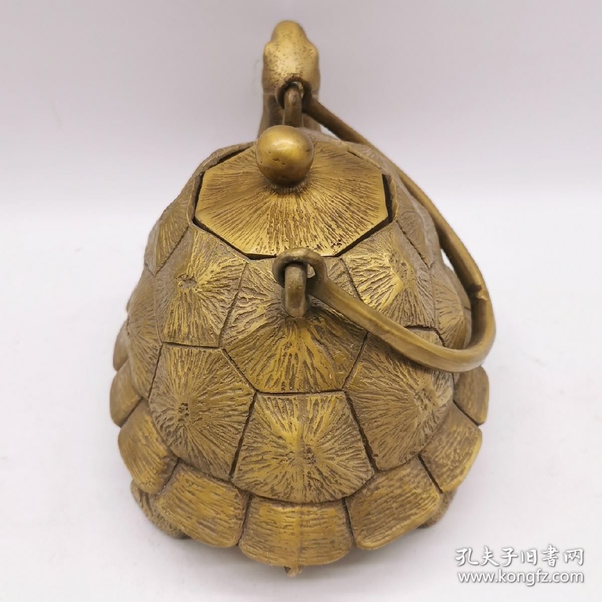古玩铜器收藏，黄铜长寿龟壶，长命百岁，富贵荣华，造型独特，工艺精湛，包浆浓郁！
