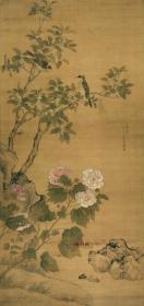 清 马荃 白头荣贵图 60x126.6cm 绢本 1:1高清国画复制品