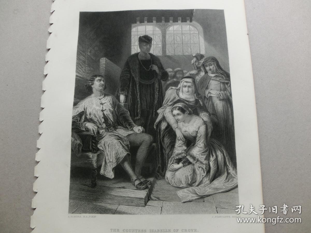 【百元包邮】《克罗伊埃的伊莎贝尔伯爵小姐》（THE COUNTESS ISABELLE OF CROYE） 1866年 钢版画  源自艺术日志 （货号AJ0654）