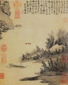 明 唐寅 震泽烟树图 37x46cm 纸本 1:1高清国画复制品