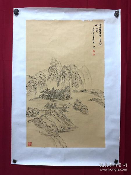 书画9924，四川画家【袁建军】钢笔画，传统山水画，厚纸精托