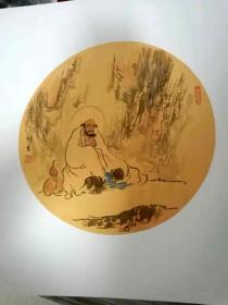 南通书画名家 达摩图册页 达摩画像 设色纸本 手绘作品 精品限量 杨明生尤以国画达摩画像、线条简括飘逸,气度非凡,被业界人称为达摩画者、达摩圣手; 杨明生的书法、金石篆刻、铜佛像雕塑、律诗创作亦见其精专和艺术功底,