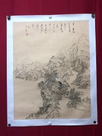 书画9923，四川画家【袁建军】钢笔画，传统山水画，厚纸精托