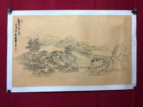 书画9939，四川画家【袁建军】钢笔画，传统山水画，厚纸精托