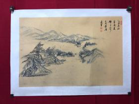 书画9941，四川画家【袁建军】钢笔画，传统山水画，厚纸精托