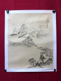 书画9946，四川画家【袁建军】钢笔画，传统山水画，厚纸精托