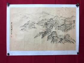 书画9948，四川画家【袁建军】钢笔画，传统山水画，厚纸精托