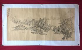 书画9954，四川画家【袁建军】钢笔画，传统山水画，厚纸精托