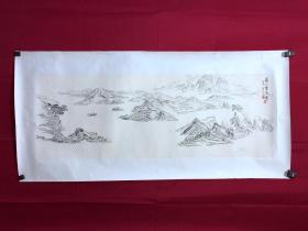 书画9945，四川画家【袁建军】钢笔画，传统山水画，厚纸精托