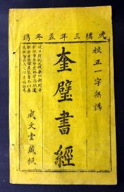 光绪三年成文堂藏版《奎壁书经》刻书牌记一张，24*15.5厘米，黄纸精印！