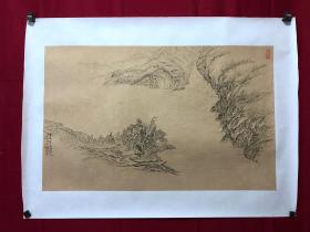 书画9980，四川画家【袁建军】钢笔画，传统山水画，厚纸精托