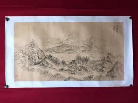 书画9986，四川画家【袁建军】钢笔画，传统山水画，厚纸精托