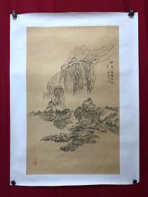 书画9978，四川画家【袁建军】钢笔画，传统山水画，厚纸精托