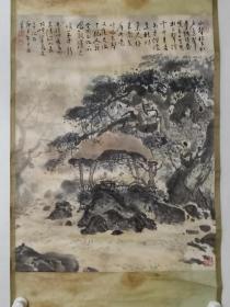 保真书画，唐林雄山水画一幅，原装裱镜心，尺寸67×52cm