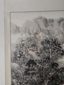 保真书画，舒建新2005年山水画一幅，原装裱镜心。