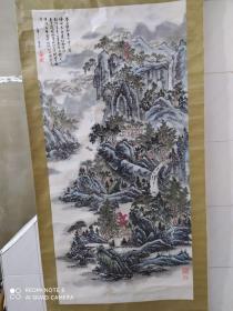 罗振铎画 山水画一幅（画心135cm* 65cm）