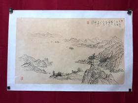 书画9995，四川画家【袁建军】钢笔画，传统山水画，厚纸精托