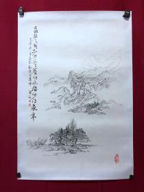 书画9997，四川画家【袁建军】钢笔画，传统山水画，厚纸精托