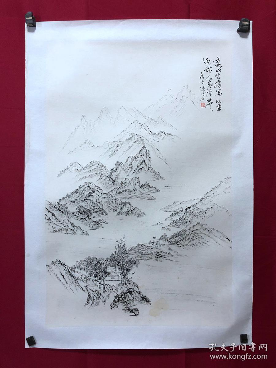 书画10000，四川画家【袁建军】钢笔画，传统山水画，厚纸精托