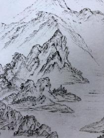 书画10000，四川画家【袁建军】钢笔画，传统山水画，厚纸精托