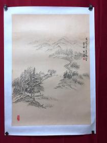 书画10014，四川画家【袁建军】钢笔画，传统山水画，厚纸精托