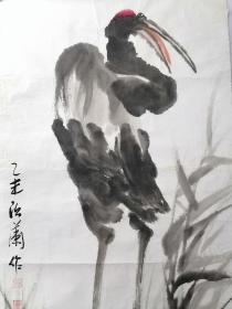 【文星阁珍藏】江苏著名画家黄治兰，仙鹤中堂保真，送画集一本。