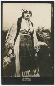 早期 1900-20s 空白明信片/照片 提陶罐穿着民族服饰的妇女 头饰CARD-K247 DD