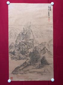 书画10044，四川画家【袁建军】钢笔画，传统山水画