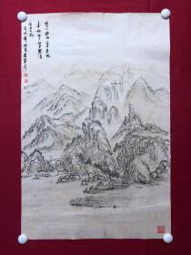 书画10046，四川画家【袁建军】钢笔画，传统山水画