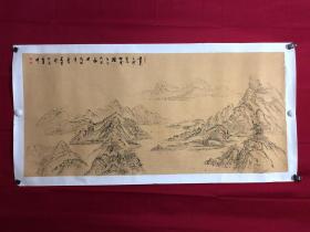 书画10023，四川画家【袁建军】钢笔画，传统山水画，厚纸精托