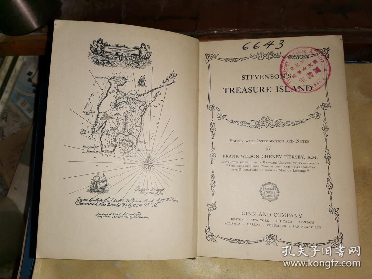 STEVENSON’S TREASURE ISLAND  宝藏岛          [1911年版 京师私立汇文中学校藏书】