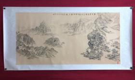 书画10029，四川画家【袁建军】钢笔画，传统山水画，厚纸精托