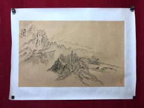 书画10034，四川画家【袁建军】钢笔画，传统山水画，厚纸精托