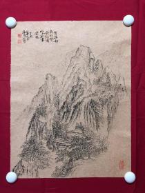 书画10052，四川画家【袁建军】钢笔画，传统山水画