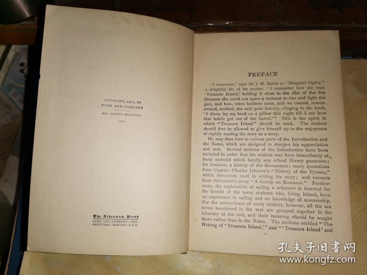 STEVENSON’S TREASURE ISLAND  宝藏岛          [1911年版 京师私立汇文中学校藏书】