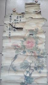 清末民国初，黄正阳（燮臣氏）画《芙蓉鸳鸯图》，画心167*47厘米。纸质。残。