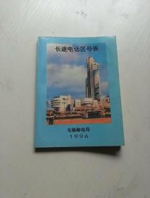 长途电话区号表【 无锡邮电局 1996年 】