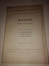 FRYDERK CHOPIN COMPLETE WORKS RONDO FOR 2 PIANOS EDITORIAL COMMITTEE