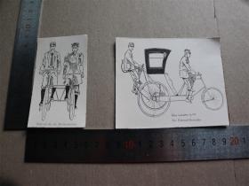 【百元包邮】1895年木刻版画《  fahrrad für die hochzeitsreise》(骑自行车度蜜月)、《 die fahrrad droschke》(自行车室)     尺寸见图（货号603018）