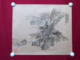 书画10059，四川画家【袁建军】钢笔画，传统山水画