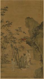 明 杜堇 题竹图 104x186.5cm 绢本 1:1高清国画复制品