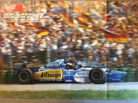 F1海报 1995年舒马赫代表贝纳通车队获得冠军挥拳庆祝 1996转会法拉利 贝纳通海报 法拉利海报 Schumacher Ferrari Benetton fomula one 一级方程式赛车锦标赛原版海报