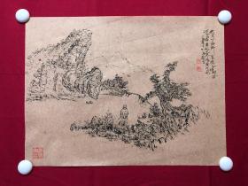 书画10062，四川画家【袁建军】钢笔画，传统山水画