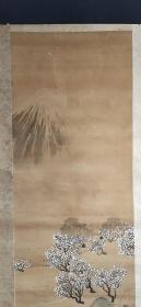 日本回流书画手绘山水图托片D2653